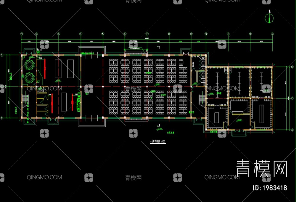 食堂浴室建筑设计方案CAD图【ID:1983418】