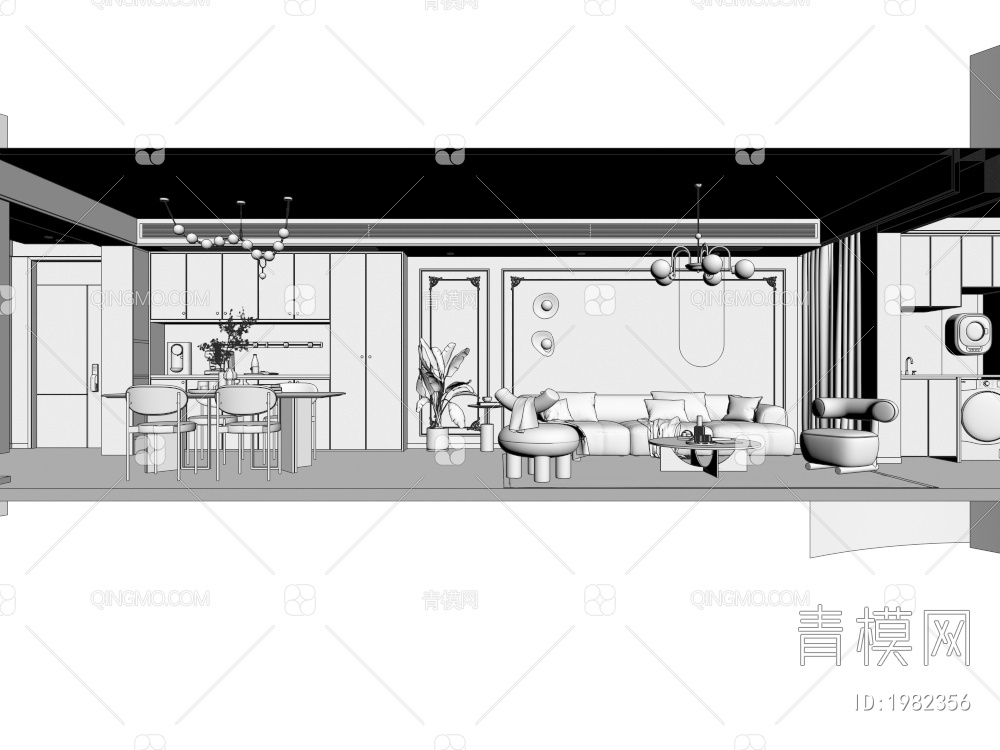 客餐厅3D模型下载【ID:1982356】