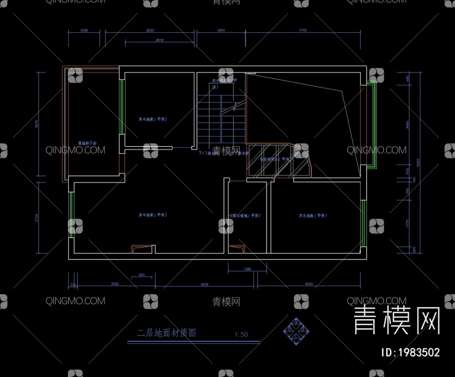 经典别墅装修施工CAD图【ID:1983502】