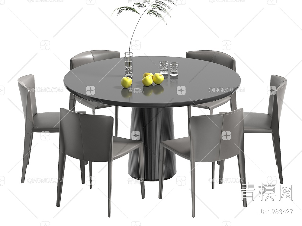 餐桌椅组合 餐椅 单椅 餐桌3D模型下载【ID:1983427】