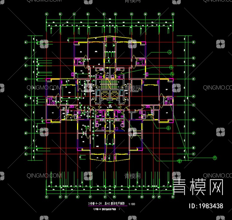 高楼房屋设计施工平面图【ID:1983438】