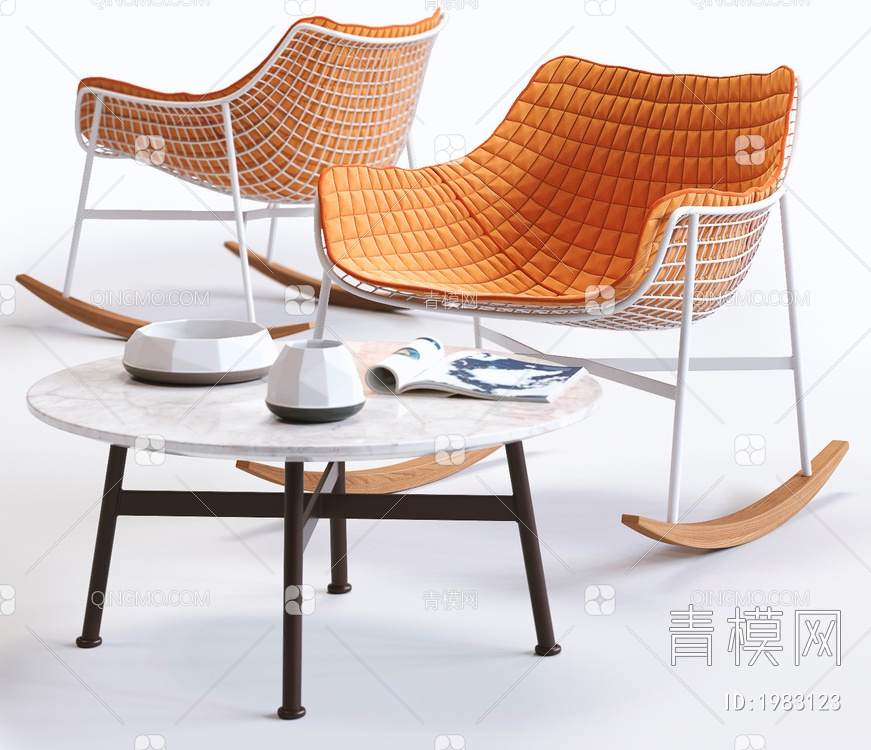 休闲椅 茶几组合3D模型下载【ID:1983123】