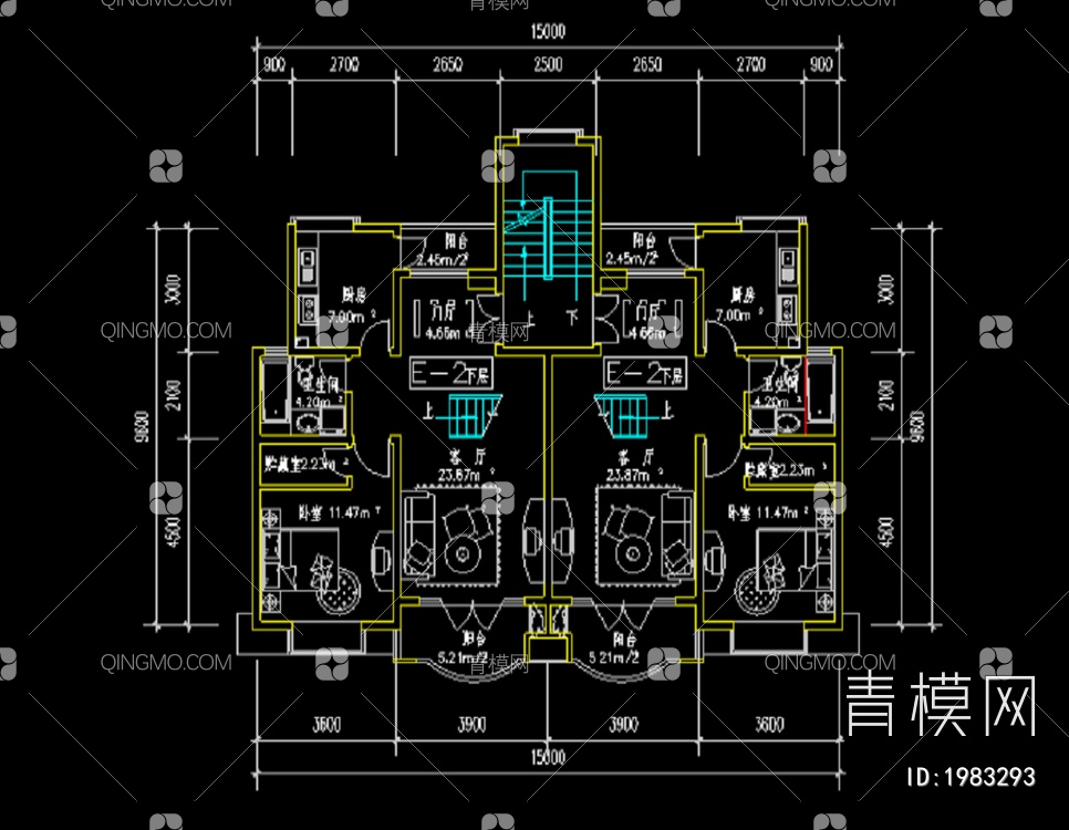 居民楼房屋设计施工CAD图【ID:1983293】