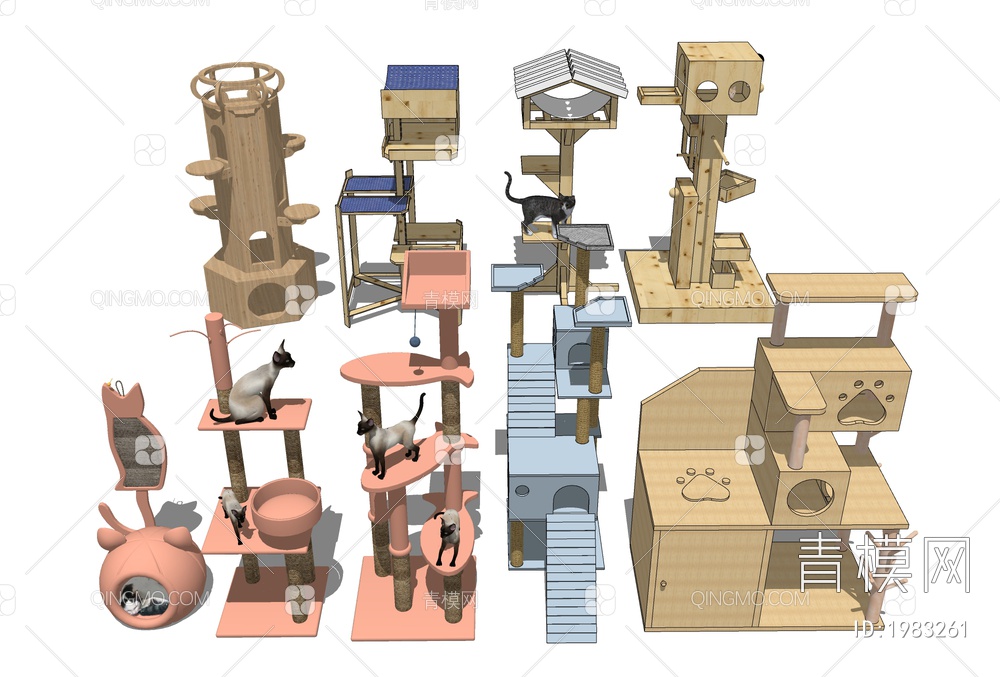 猫爬架SU模型下载【ID:1983261】