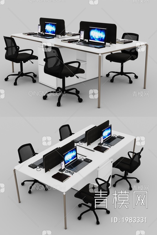 办公桌椅3D模型下载【ID:1983331】