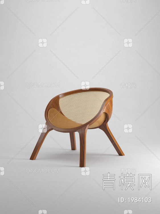 原木单椅 休闲椅3D模型下载【ID:1984103】