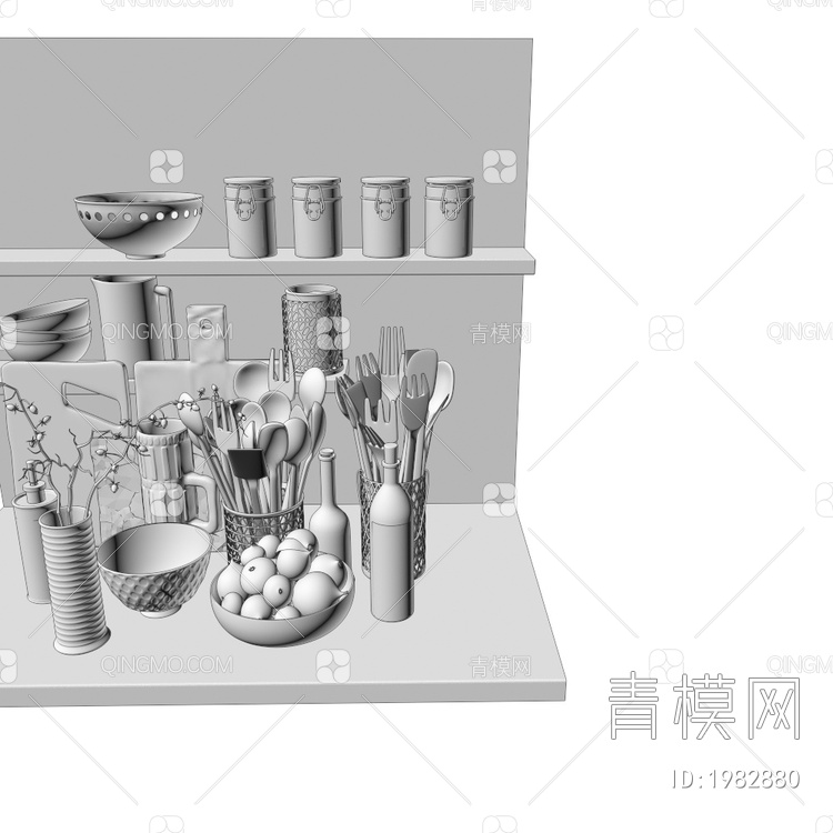 厨房用品组合3D模型下载【ID:1982880】