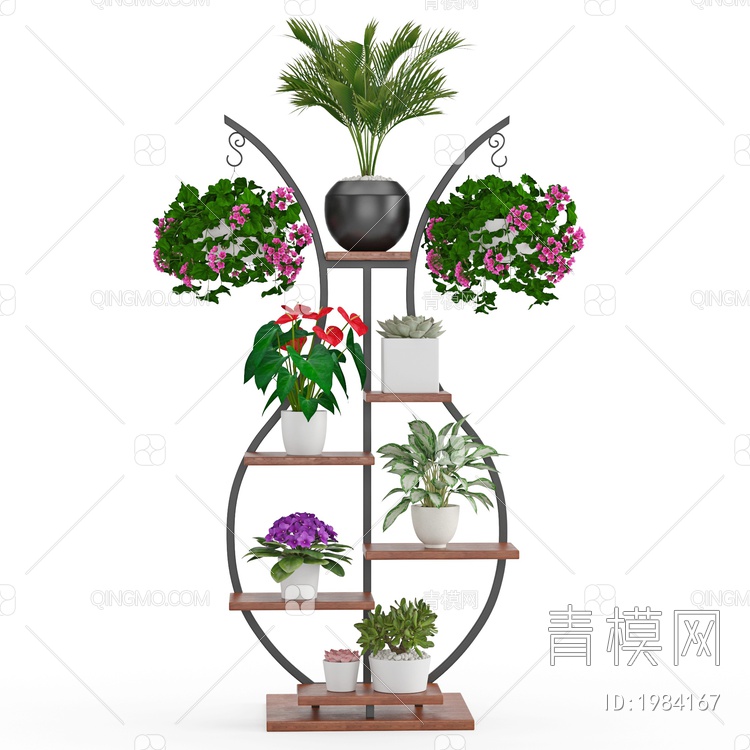 花架盆栽组合3D模型下载【ID:1984167】