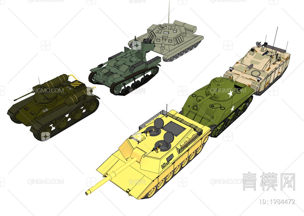 坦克车SU模型下载【ID:1984472】