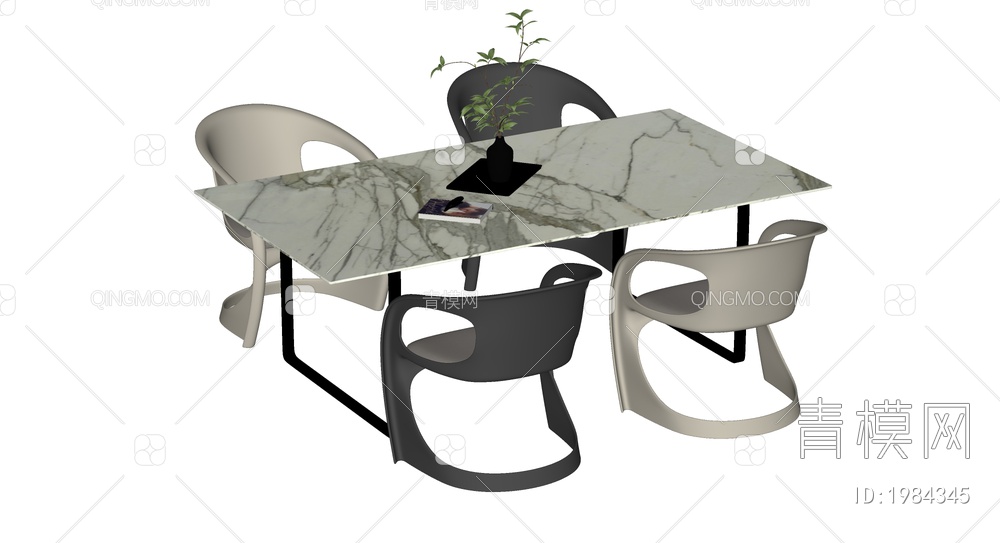 餐桌椅组合SU模型下载【ID:1984345】