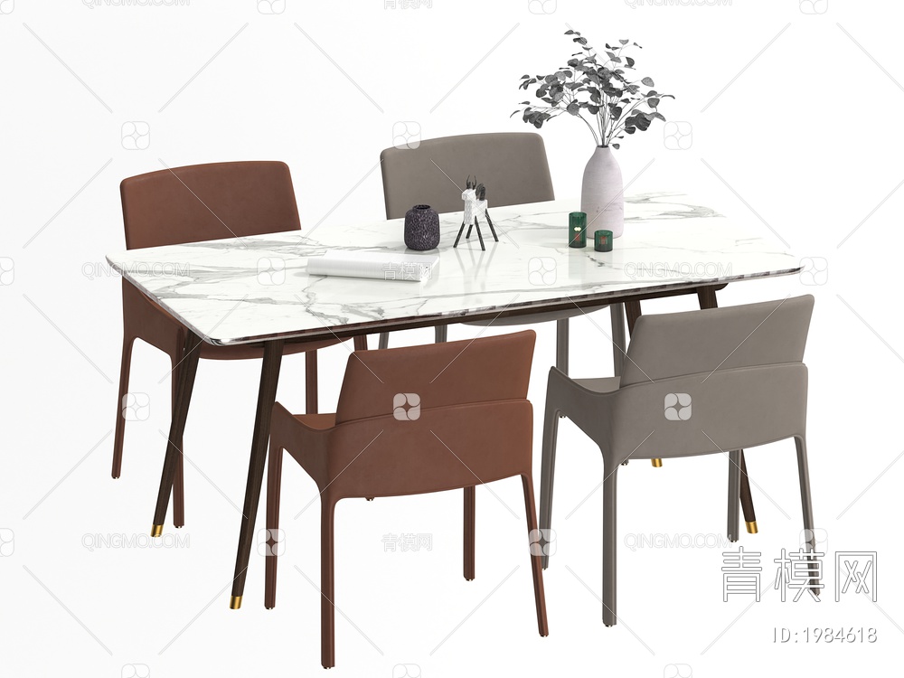 餐桌椅组合 餐椅 单椅 餐桌3D模型下载【ID:1984618】