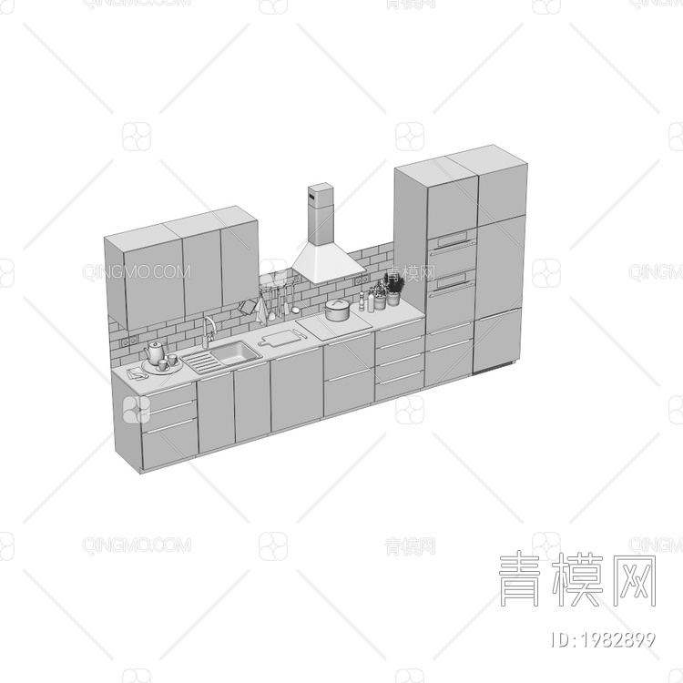 橱柜组合3D模型下载【ID:1982899】