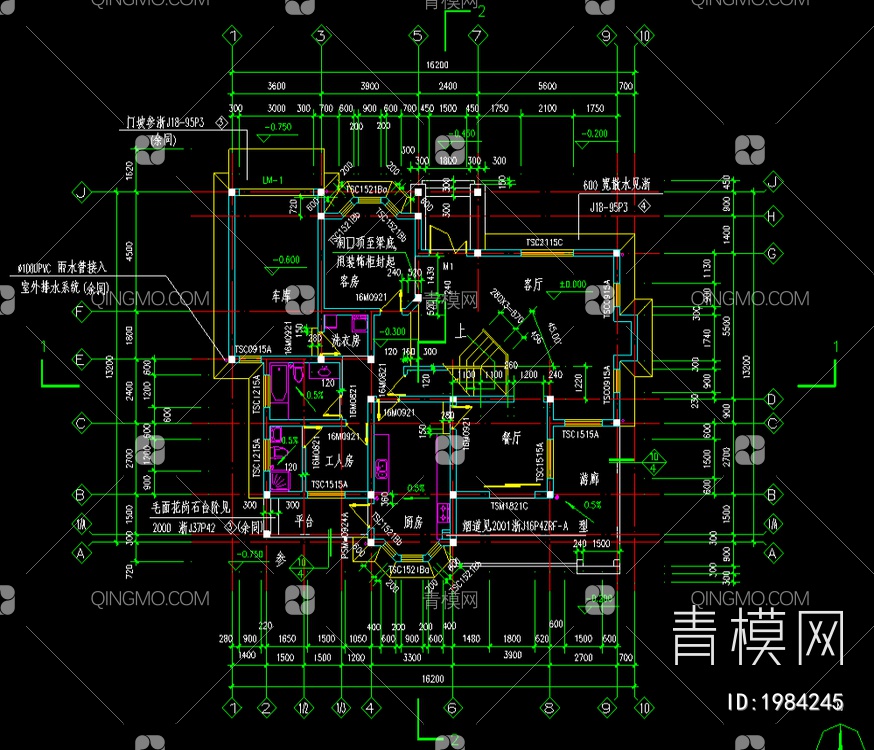 乡村度假别墅施工图【ID:1984245】