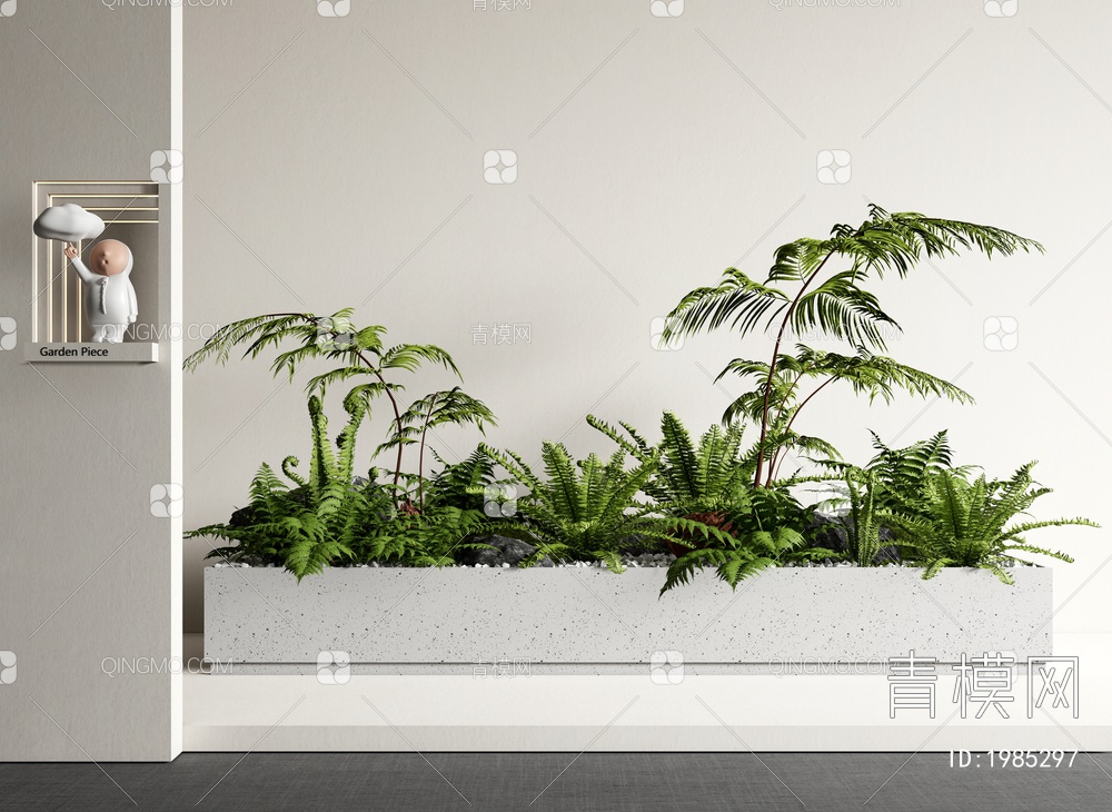 绿植花箱 室内植物造景 蕨类植物组合 微景观 植物堆3D模型下载【ID:1985297】