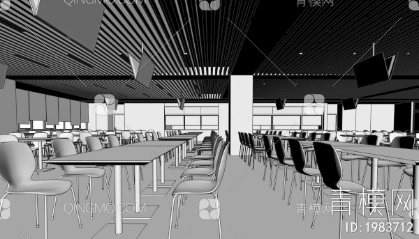 食堂，餐厅，学校餐厅，公司餐厅，大餐厅3D模型下载【ID:1983712】