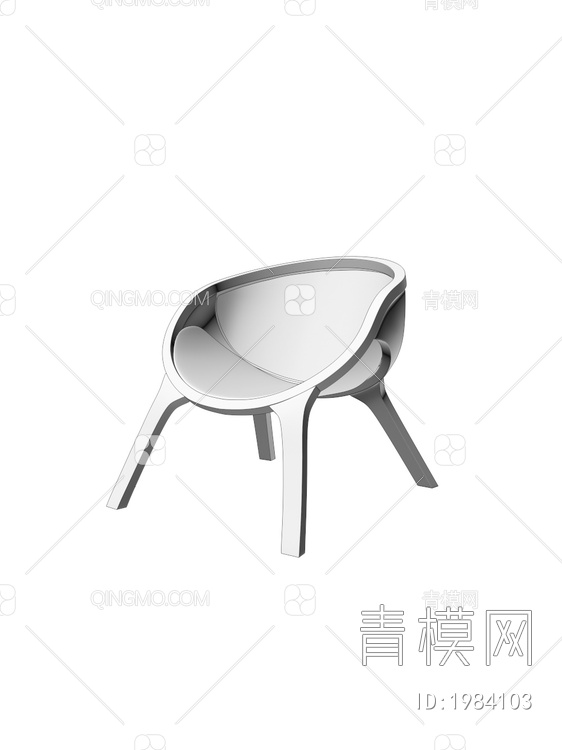 原木单椅 休闲椅3D模型下载【ID:1984103】