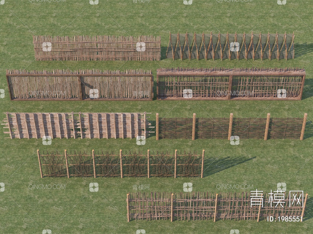 栅栏 实木栏杆 竹篱笆墙3D模型下载【ID:1985551】