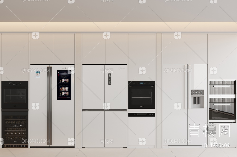 冰箱 嵌入式冰箱 双开门冰箱 烤箱 蒸箱 直饮机 咖啡机3D模型下载【ID:1985609】