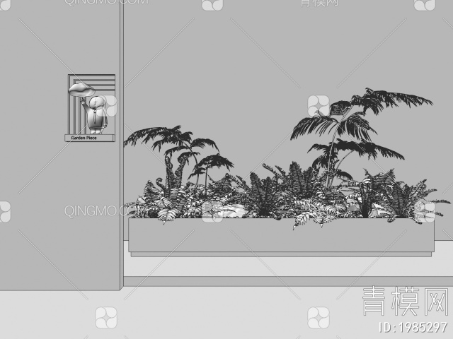 绿植花箱 室内植物造景 蕨类植物组合 微景观 植物堆3D模型下载【ID:1985297】