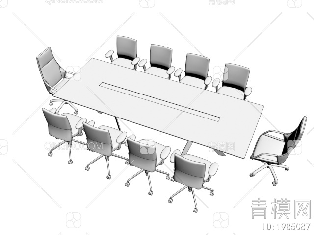 会议桌椅3D模型下载【ID:1985087】