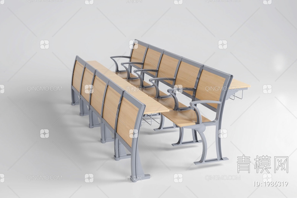 阶梯教室桌椅组合3D模型下载【ID:1986319】