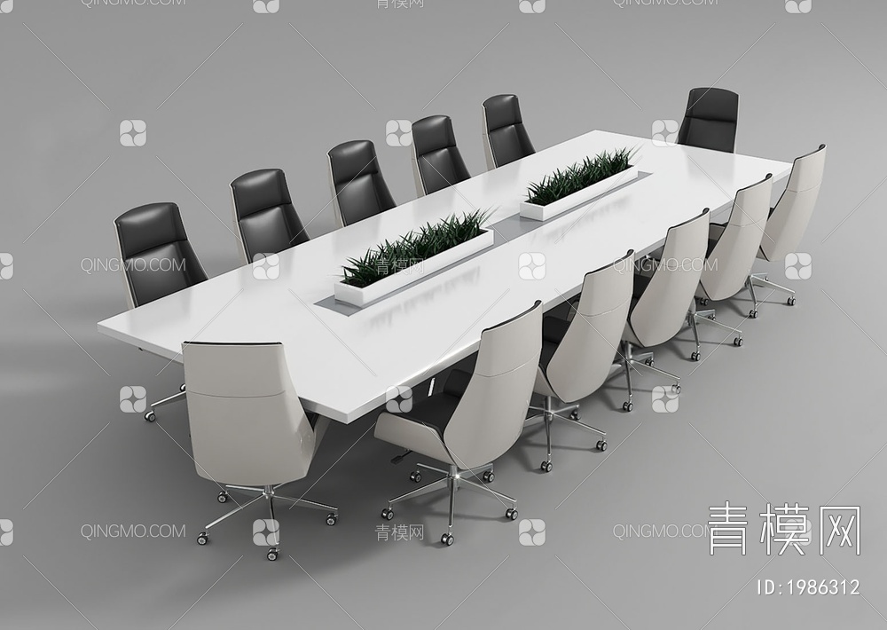 会议桌椅组合3D模型下载【ID:1986312】