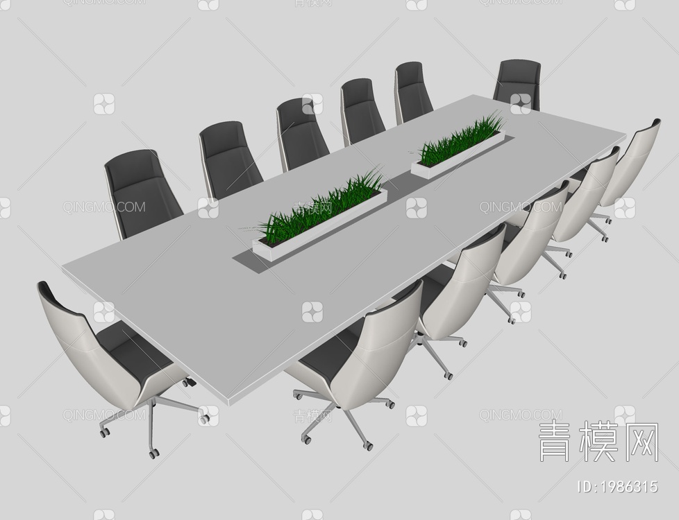 会议桌椅组合SU模型下载【ID:1986315】