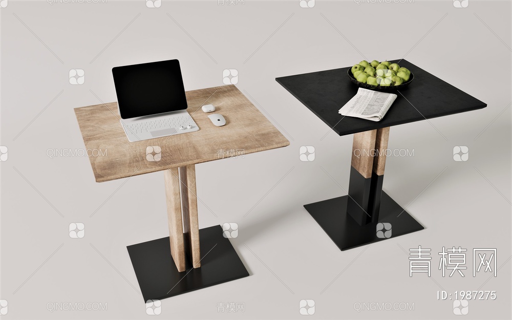实木，黑钢，休闲桌3D模型下载【ID:1987275】