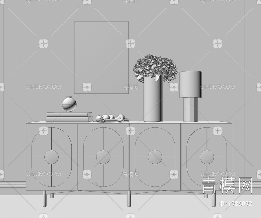 实木，拼色，边柜，玄关柜，装饰柜3D模型下载【ID:1986092】