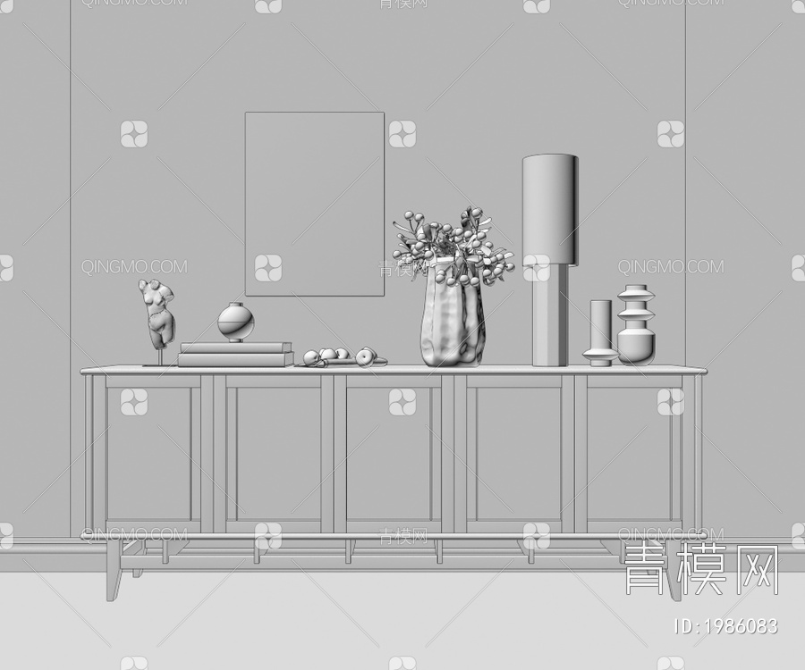 实木，拼色，边柜，玄关柜，装饰柜3D模型下载【ID:1986083】