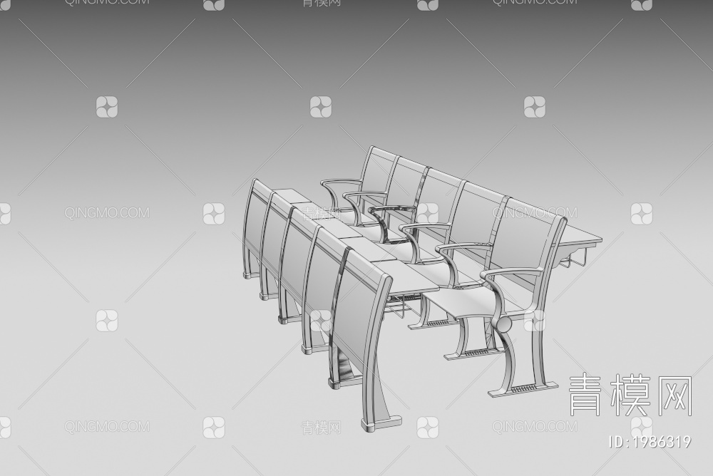 阶梯教室桌椅组合3D模型下载【ID:1986319】