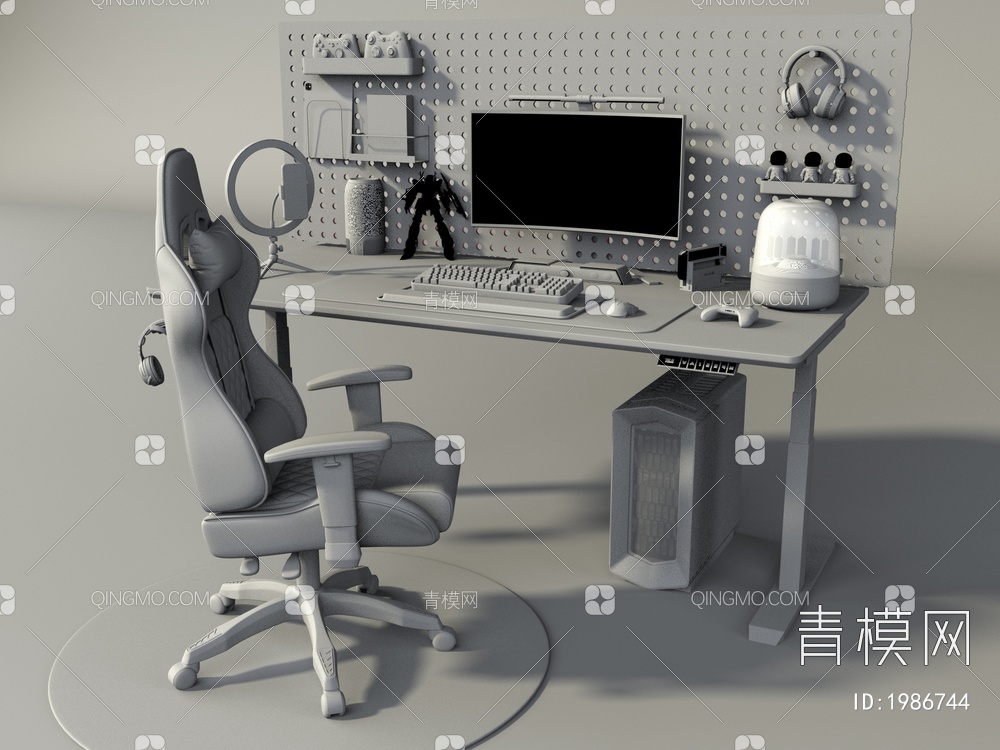 电竞室桌椅3D模型下载【ID:1986744】