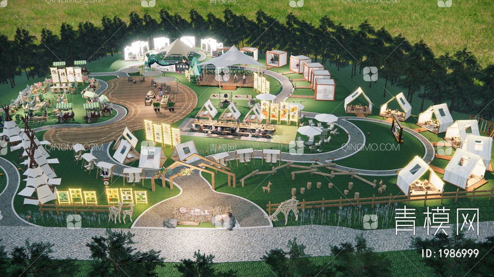 露营公园规划景观SU模型下载【ID:1986999】