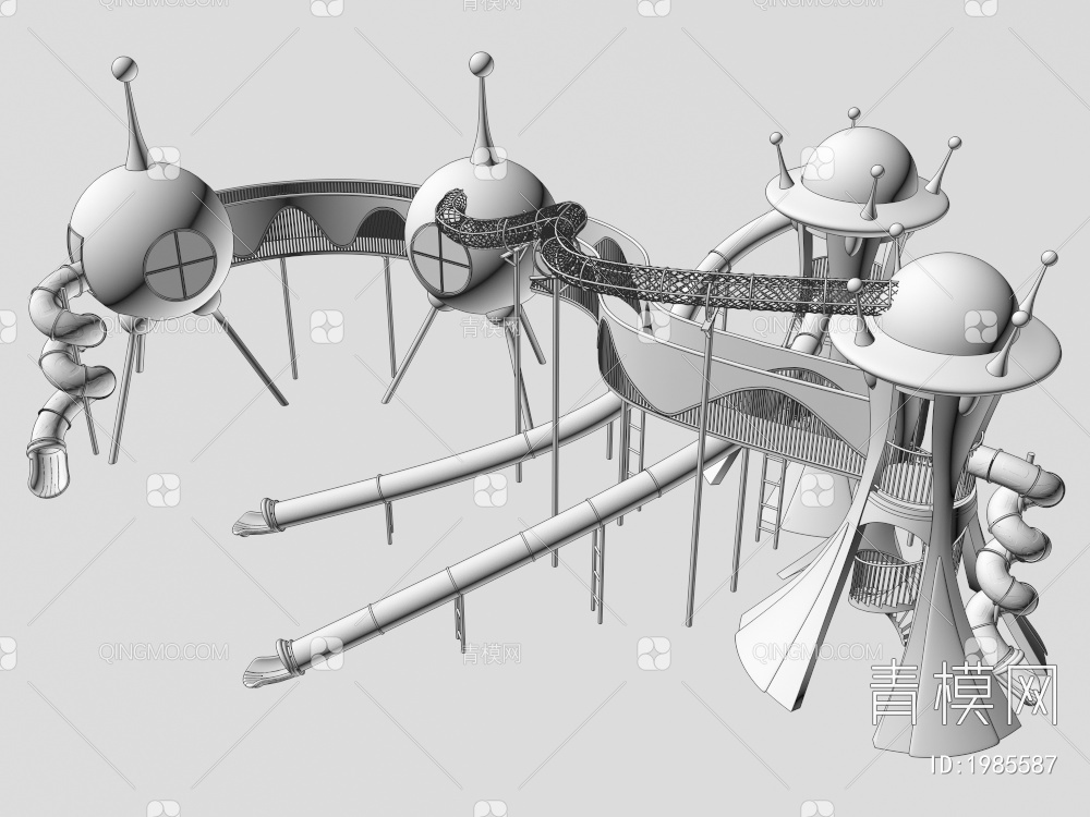 滑梯组合，攀爬组合3D模型下载【ID:1985587】