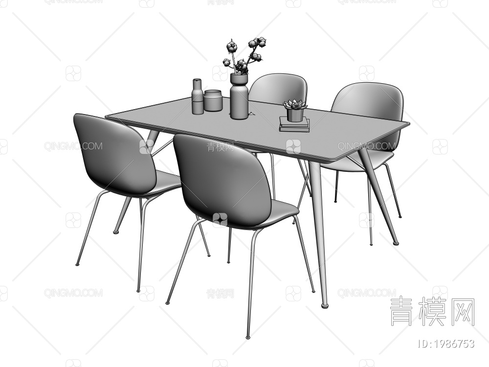 餐桌椅组合3D模型下载【ID:1986753】