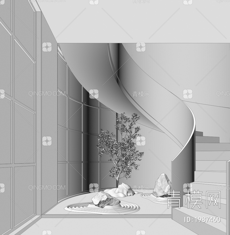 楼梯景观造景3D模型下载【ID:1987460】