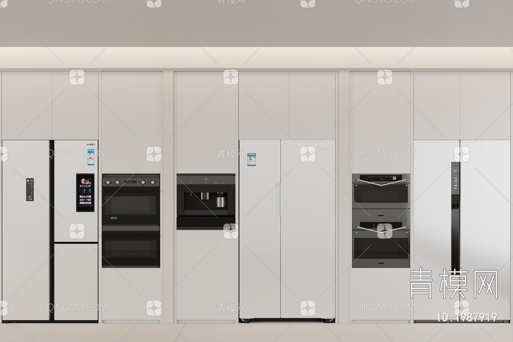冰箱 冰柜 智能冰箱 烤箱 消毒柜 洗碗机 双门冰箱3D模型下载【ID:1987919】