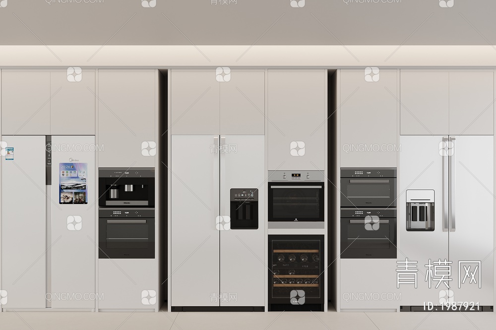 冰箱 冰柜 智能冰箱 烤箱 消毒柜 洗碗机 双门冰箱3D模型下载【ID:1987921】