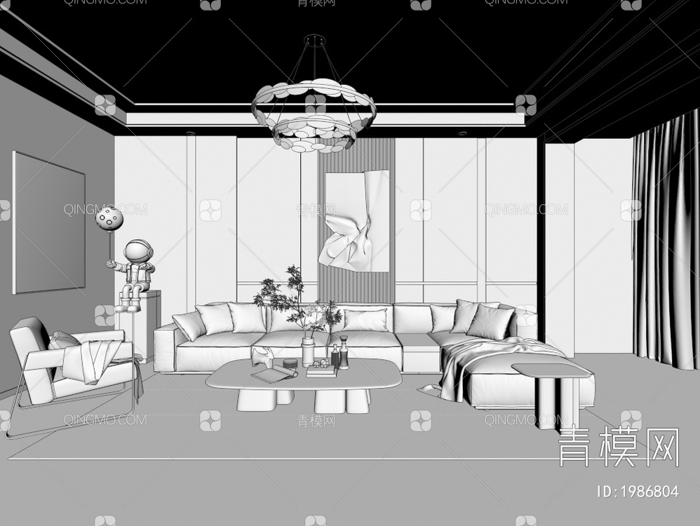 客餐厅 电视墙 沙发墙3D模型下载【ID:1986804】