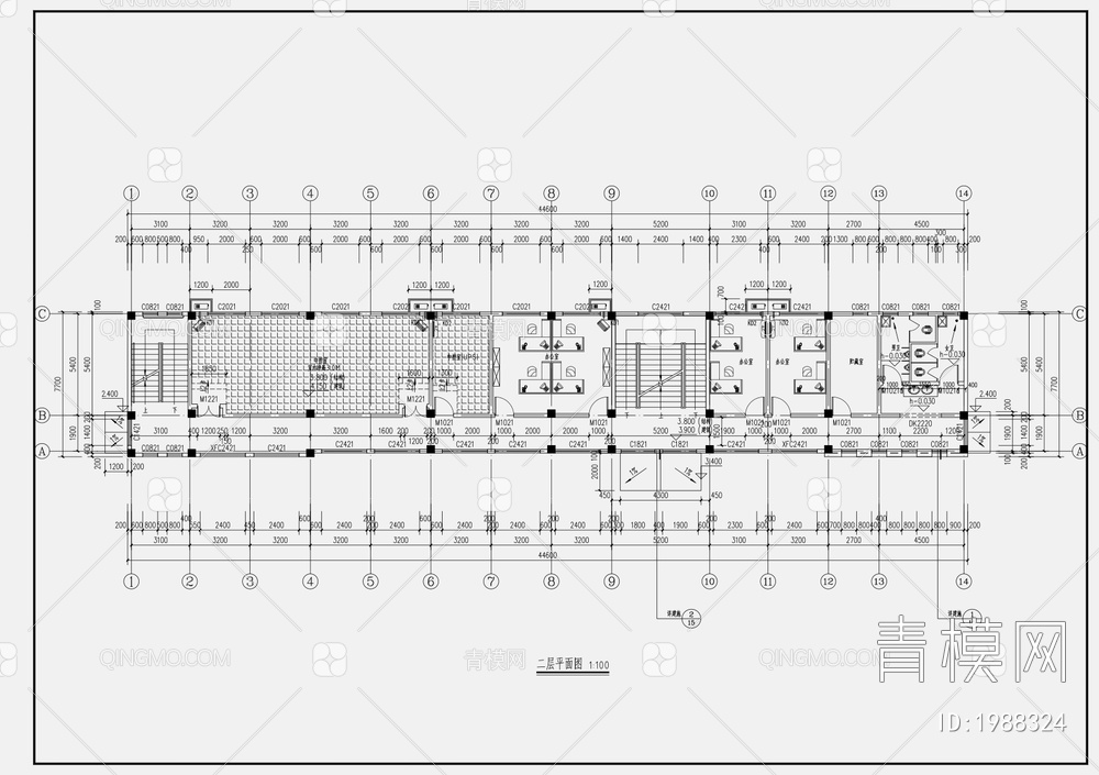 45X7.5M1000平综合楼施工图【ID:1988324】