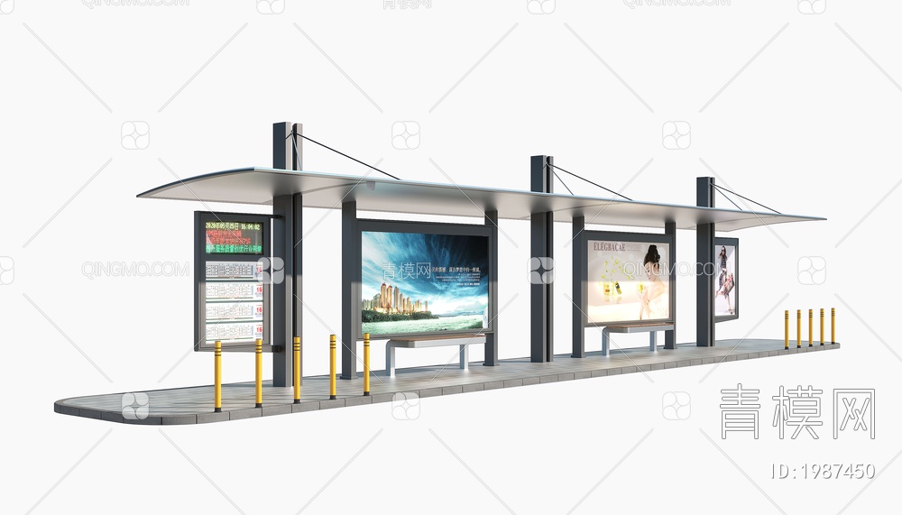 公交站台3D模型下载【ID:1987450】