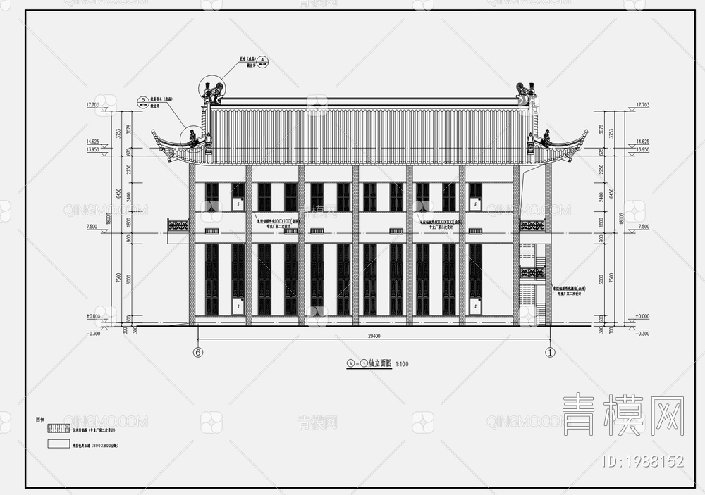 仿古歇山顶30X12M泵房【ID:1988152】