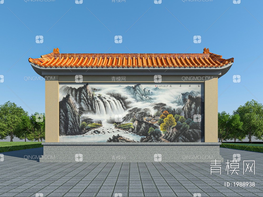 仿古照壁3D模型下载【ID:1988938】