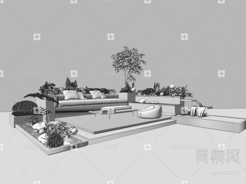 2014室内组团小景  植物堆 球形灌木 苔藓球  带花灌木植物组合3D模型下载【ID:1988258】