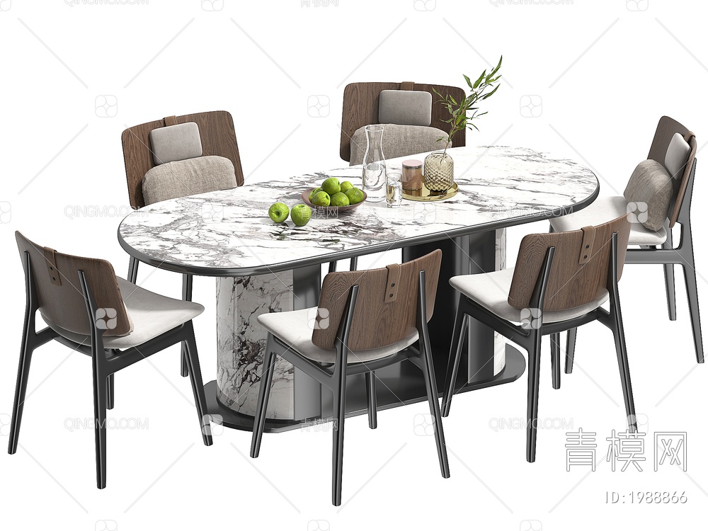 餐桌椅组合 餐椅 单椅 餐桌3D模型下载【ID:1988866】