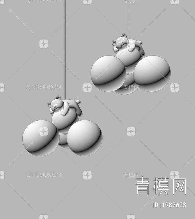 儿童吊灯 小熊吊灯3D模型下载【ID:1987623】