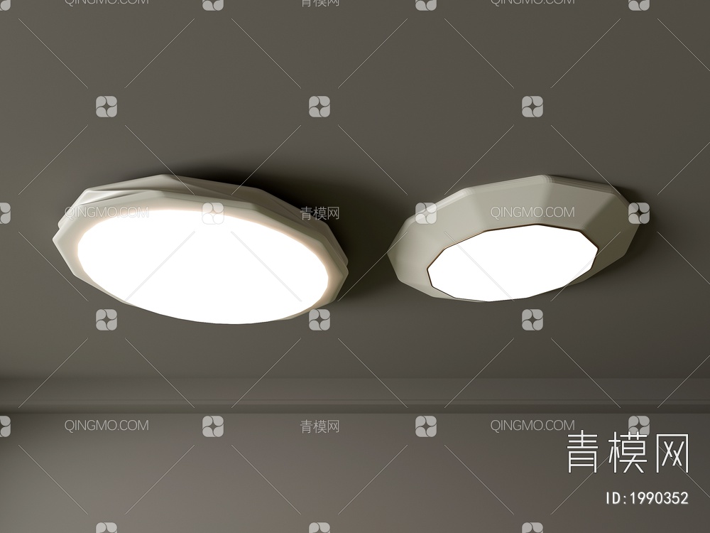 吸顶灯 圆形吸顶灯 卧室灯 艺术造型灯具 时尚客厅灯组合3D模型下载【ID:1990352】
