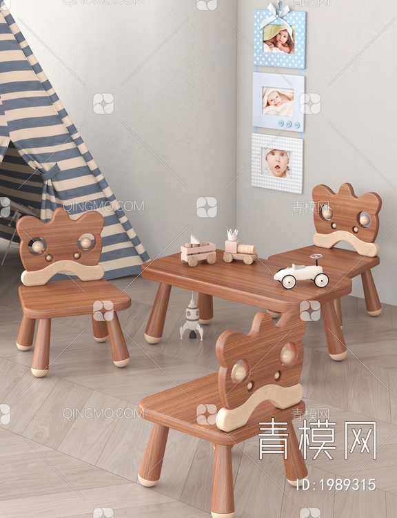 儿童凳子桌子3D模型下载【ID:1989315】