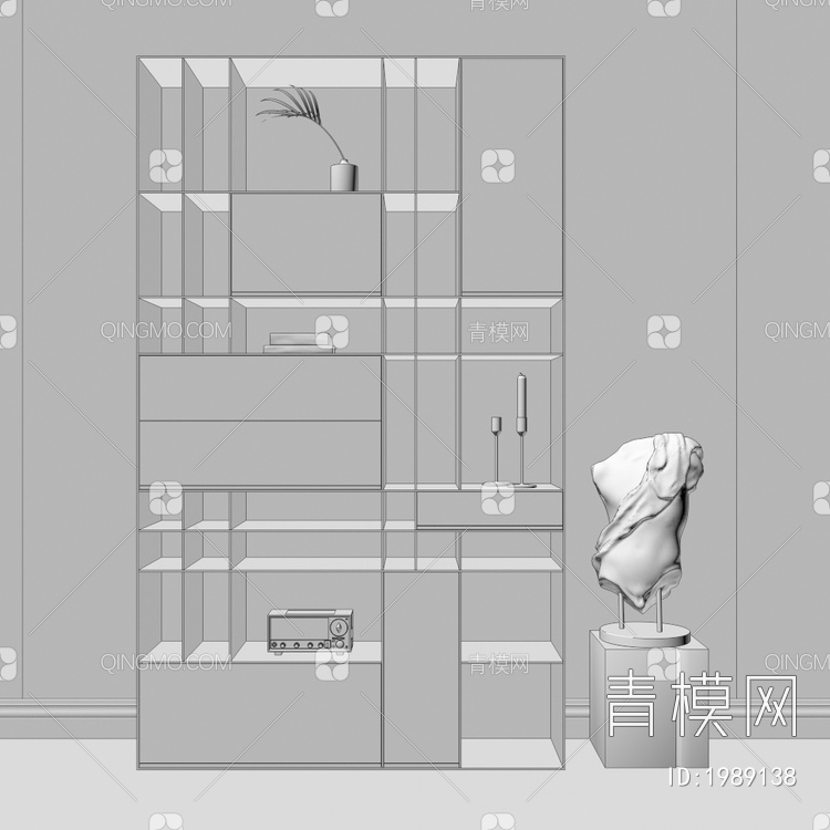 台式，黑钢，实木，原木，书柜，柜子3D模型下载【ID:1989138】