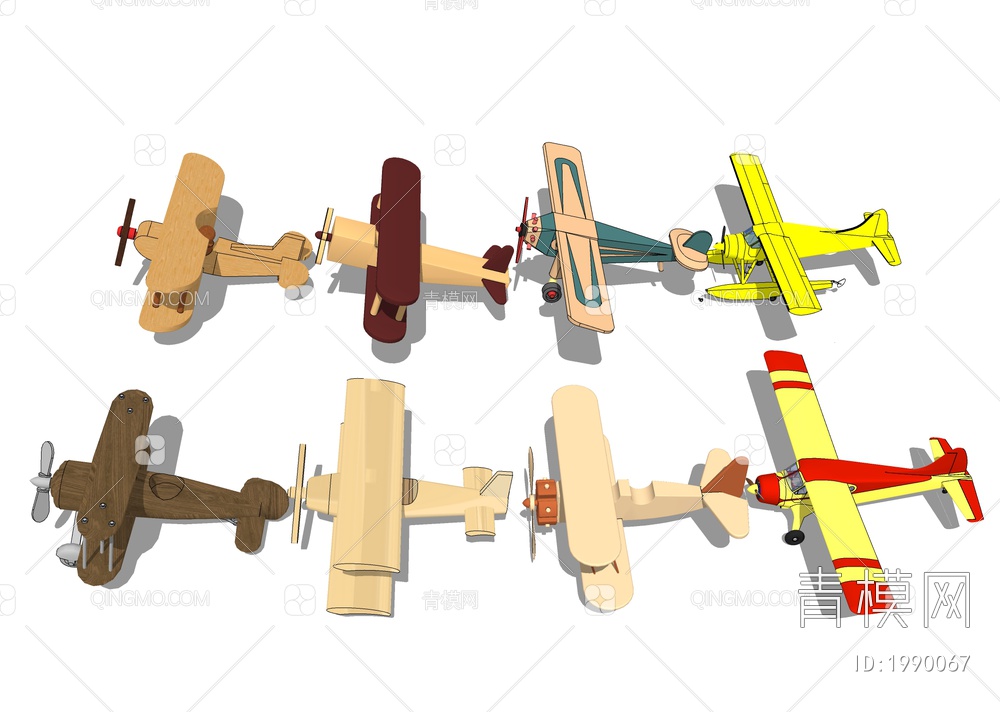 实木玩具飞机SU模型下载【ID:1990067】